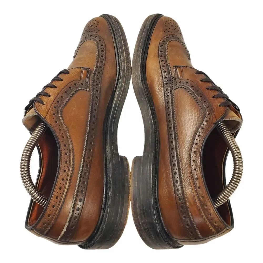 Vintage NUNN BUSH Shoes Mens Size 10 Brown Leather Oxford Wingtip Brogue Casual